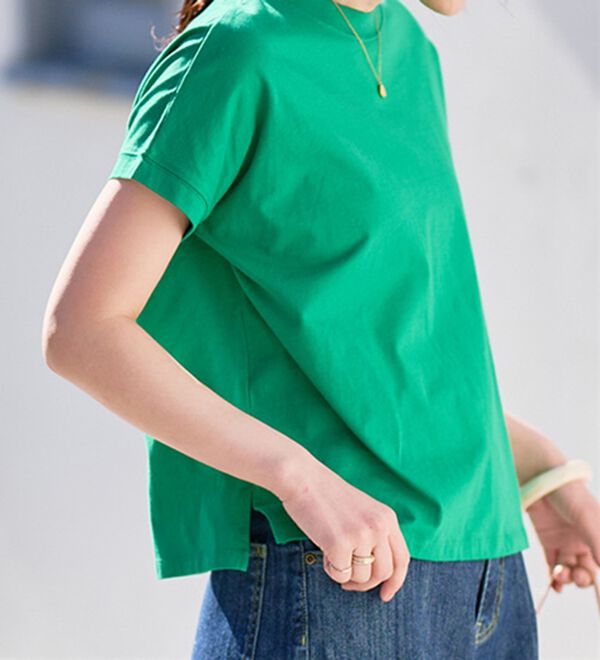 RANAN（ラナン）の「【選べる袖丈】【ひんやり・ＵＶ】＜BC＞綿100％プチハイネックＴシャツ（カットソー）」｜詳細画像