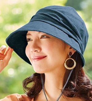 「小顔見えＵＶクロッシェ（帽子）」｜ブルー