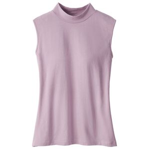 「綿１００％汗ジミ対策　カップ付ハイネック（ブラトップ・カップ付きインナー）」｜ラベンダー