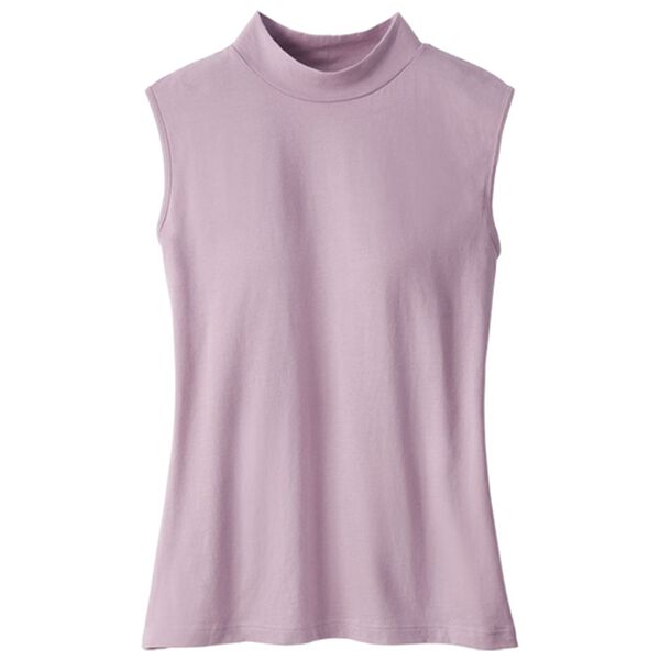 「綿１００％汗ジミ対策　カップ付ハイネック（ブラトップ・カップ付きインナー）」｜ラベンダー