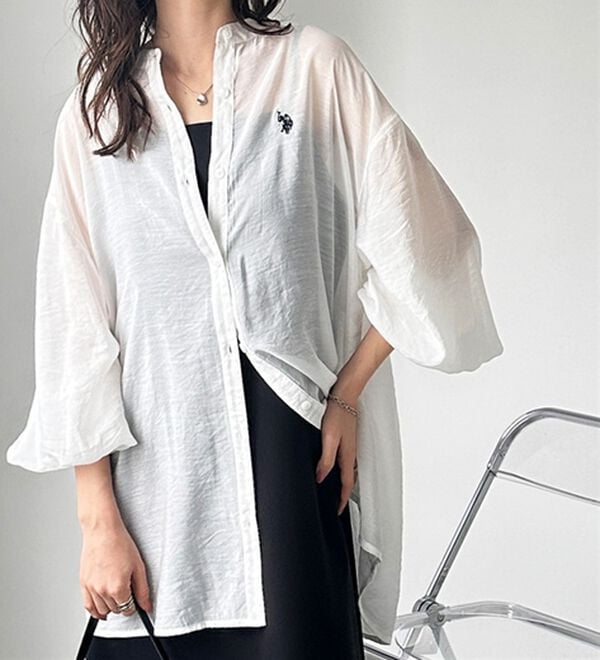 GeeRA（ジーラ）の「【Ｕ．Ｓ．　ＰＯＬＯ　ＡＳＳＮ．】バンドカラーシアーシャツ（シャツ）」｜詳細画像