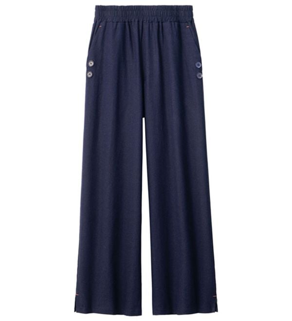 ルフラン（ルフラン）の「アイロンいらずの軽快パンツ（ワイドパンツ・ガウチョ）」｜ネイビー
