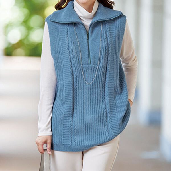 BELLUNA（ベルーナ）の「【２枚組】ジップ使いニットベスト（ベスト）」｜詳細画像