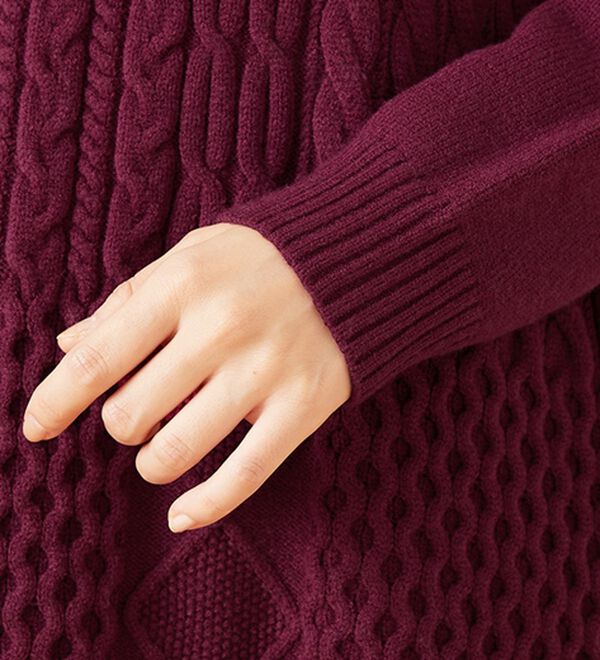 BELLUNA（ベルーナ）の「パッチワーク調ケーブルニットチュニック（チュニック）」｜詳細画像