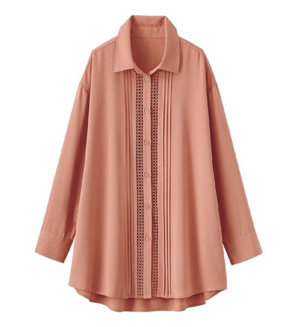 BELLUNA（ベルーナ）の「とろみ素材レース使いシャツチュニック（チュニック）」｜詳細画像