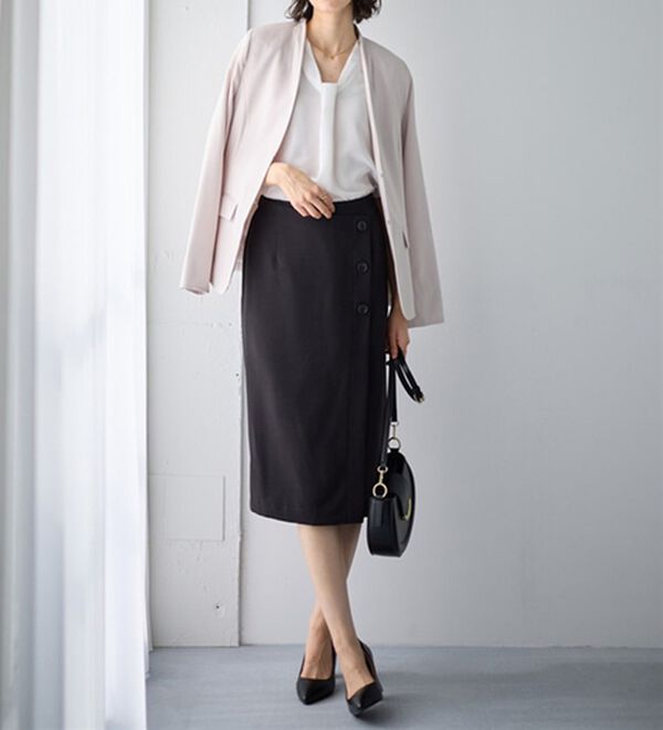 GeeRA（ジーラ）の「【２点】単品使いもできる！ベーシックブラウス＆スカートセットアップ（スカートスーツ）」｜詳細画像