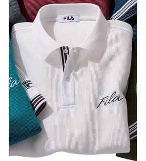 「＜フィラ＞キシリトール加工ワッフルデザインポロ（メンズポロシャツ）」｜ホワイト