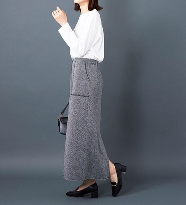 BELLUNA（ベルーナ）の「ラメ入り裏毛素材スカート（ロングスカート）」｜詳細画像