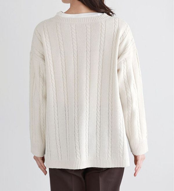 Pierrot（ピエロ）の「ケーブル柄深Ｖネックニット（ニット・セーター）」｜詳細画像