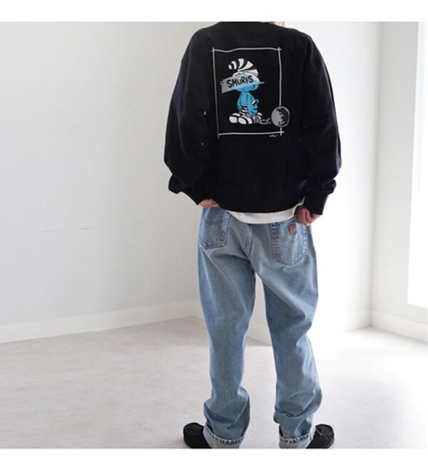 GeeRA（ジーラ）の「【スマーフ】コラボプリントスウェット（メンズカットソー）」｜詳細画像