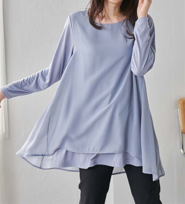 RANAN（ラナン）の「異素材切替フレアーチュニック（チュニック）」｜詳細画像