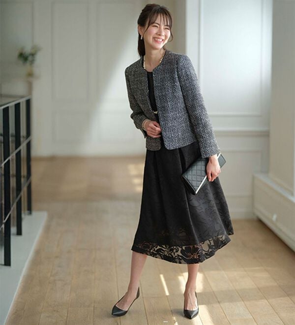 BELLUNA（ベルーナ）の「花柄オパール素材ワンピースアンサンブル（ワンピースセットスーツ）」｜詳細画像