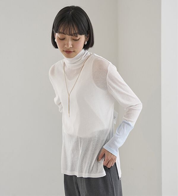 BELLUNA（ベルーナ）の「綿１００％配色シアープルオーバー（カットソー）」｜詳細画像