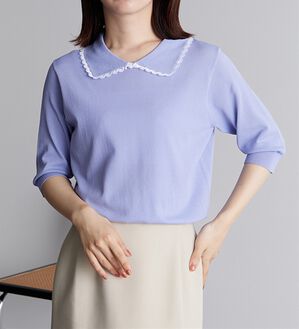 RANAN（ラナン）の「衿レースデザインサマーニット（ニット・セーター）」｜ライラック