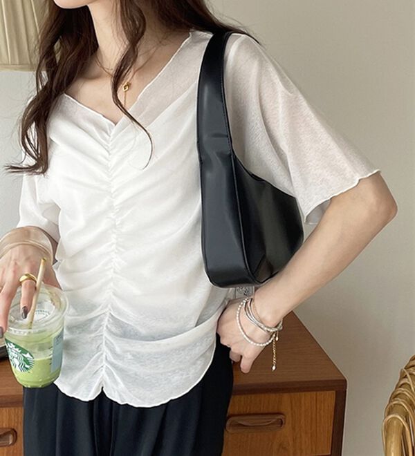 GeeRA（ジーラ）の「Ｖネックシャーリングカットソー（カットソー）」｜詳細画像