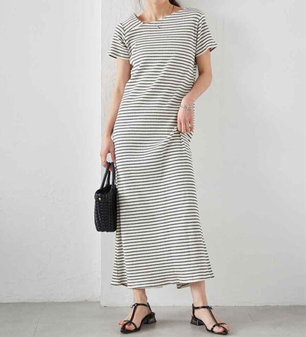 RANAN（ラナン）の「アシメネックハーフスリーブリブワンピース（その他ワンピース）」｜詳細画像