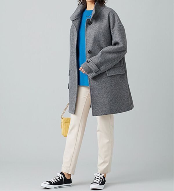 BELLUNA（ベルーナ）の「ウール調スタンド衿ミドル丈コクーンコート（ハーフコート）」｜詳細画像