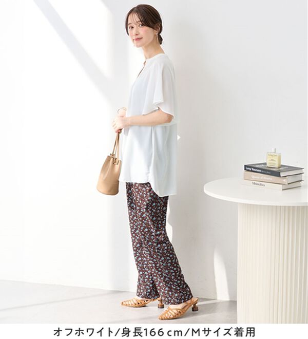 Viola e Viola（ヴィオラ エ ヴィオラ）の「【選べる２丈】さらっと涼感フレアスリーブブラウス（ブラウス）」｜詳細画像