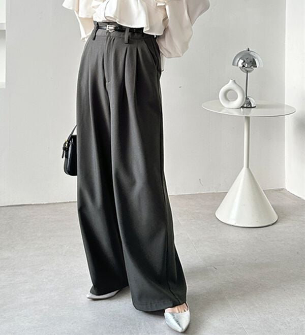 GeeRA（ジーラ）の「着心地抜群！ハイウエストダブルタックワイドパンツ（フルレングスパンツ）」｜詳細画像