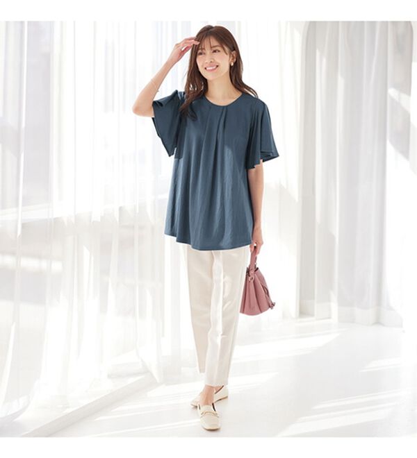 alotta（アロッタ）の「【接触冷感】フロントタックフレアー袖チュニック（チュニック）」｜詳細画像