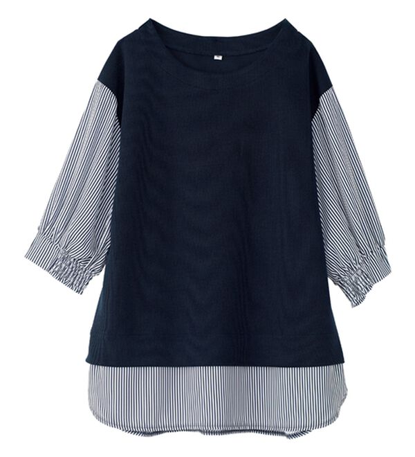 BELLUNA（ベルーナ）の「ラメ調素材シャツフェイクチュニック（チュニック）」｜詳細画像