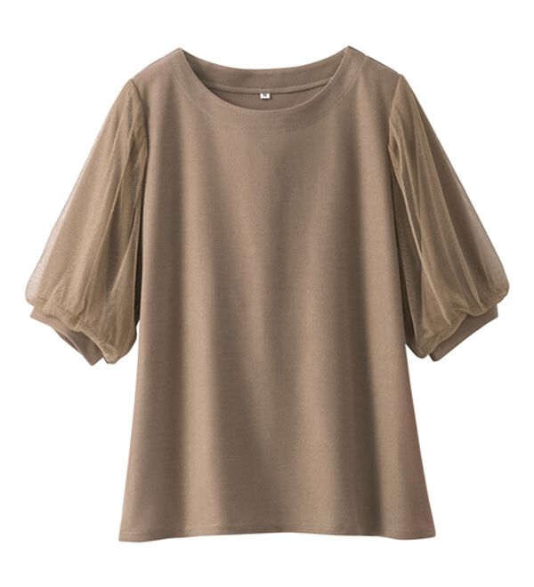 BELLUNA（ベルーナ）の「ラメチュール袖切替デザインプルオーバー（カットソー）」｜詳細画像