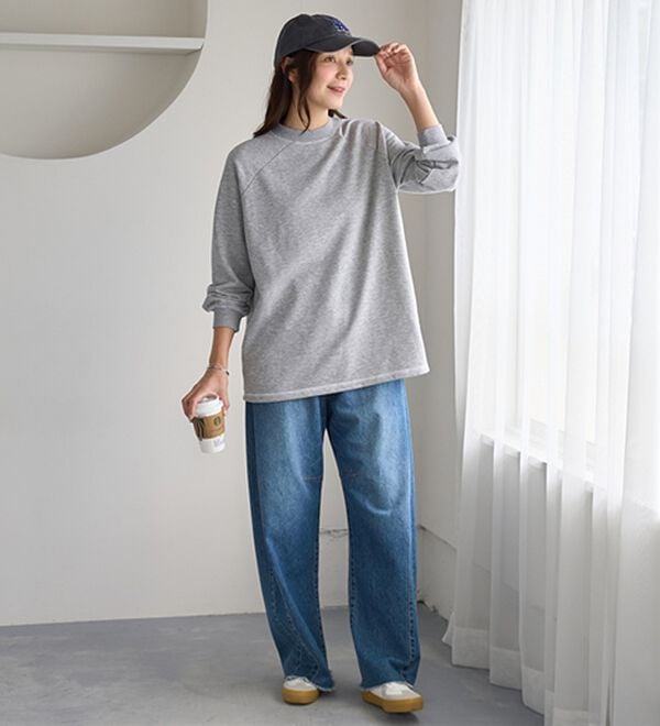 BELLUNA（ベルーナ）の「華奢見せ！しっかり綿混裏毛素材トレーナー（トレーナー・スウェット）」｜詳細画像