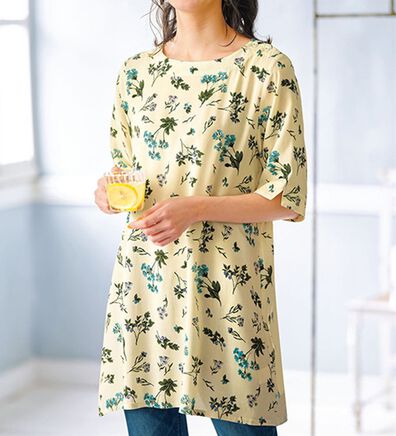 BELLUNA（ベルーナ）の「レーヨンプリント肩ボタン使いチュニック（チュニック）」