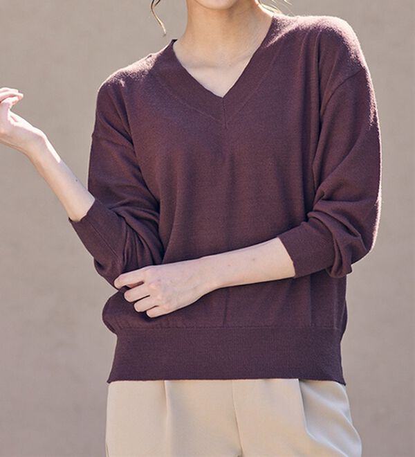 RANAN（ラナン）の「もちもちベーシックニット（Vネック・ハイネック）（ニット・セーター）」｜詳細画像