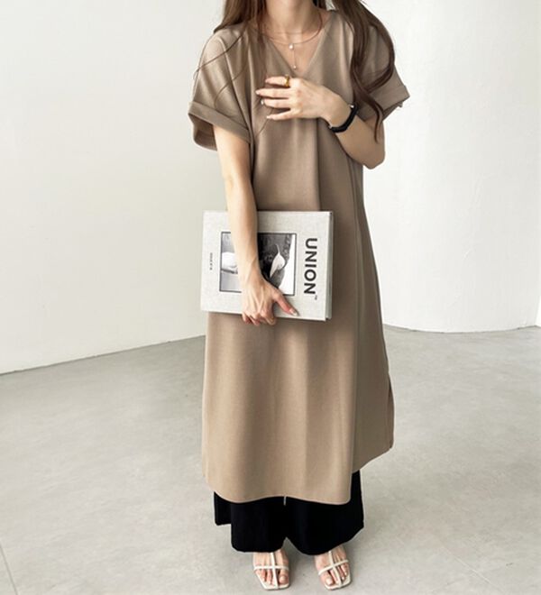 GeeRA（ジーラ）の「ひんやり快適！ジャカードスキッパーワンピ（カットソーワンピース）」｜詳細画像