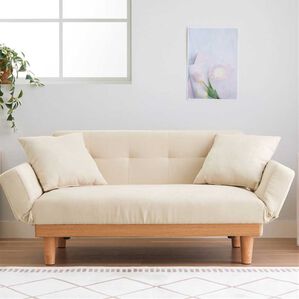 iellio（イエリオ）の「肘リクライニング木飾り付ソファＲｏｓｉｅ＜１．５人掛＞（ソファ）」｜アイボリー