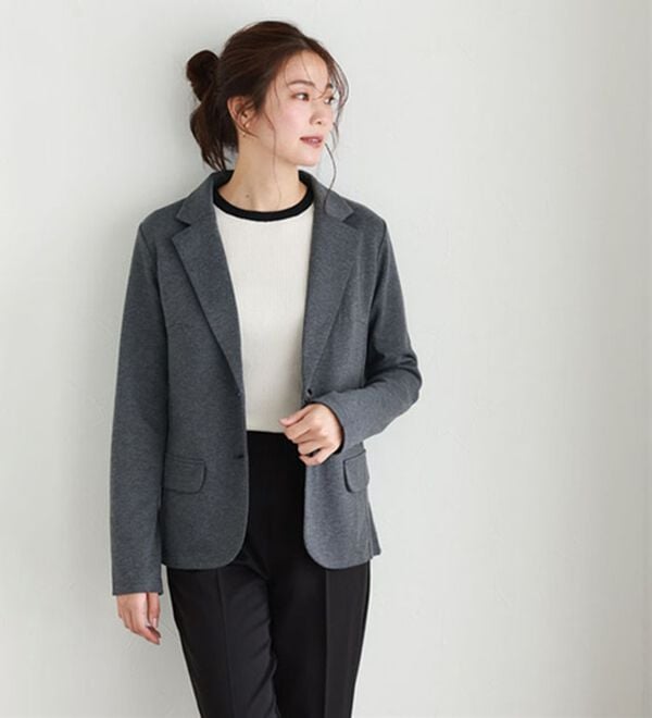 Pierrot（ピエロ）の「ＯＮ／ＯＦＦ使えるポンチ素材テーラードジャケット（テーラードジャケット）」｜詳細画像