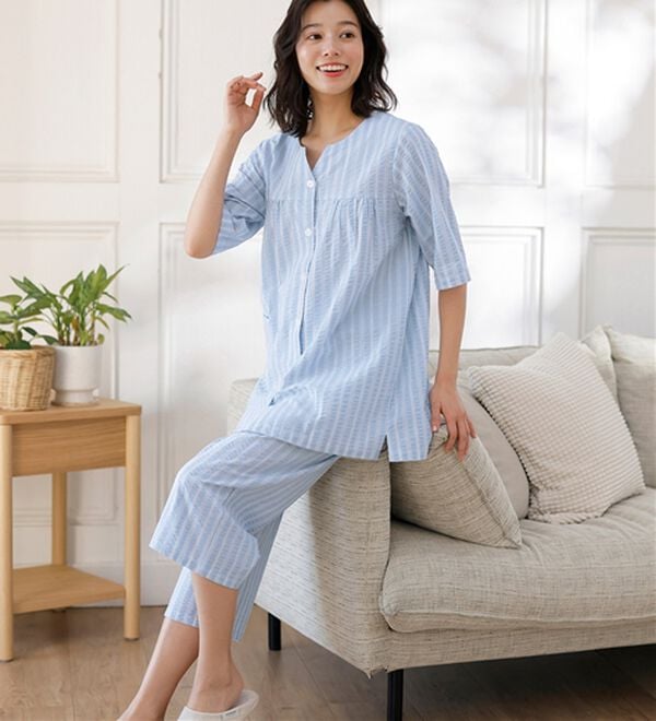 LAVIENNE（ラヴィエンヌ）の「綿１００％サッカーパジャマ（パジャマ・ルームウェア）」｜詳細画像