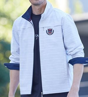 「＜ダンロップ・リファインド＞羽織ってお洒落な裏ボーダージャケット（メンズジャケット）」｜詳細画像