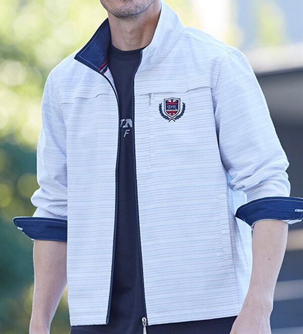 「＜ダンロップ・リファインド＞羽織ってお洒落な裏ボーダージャケット（メンズジャケット）」｜詳細画像