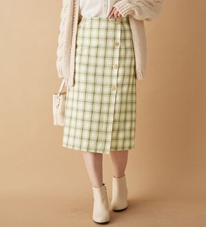 alotta（アロッタ）の「ラップデザインチェック柄タイトスカート（ひざ丈スカート）」｜グリーン系