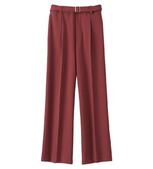 BELLUNA（ベルーナ）の「ストレッチ素材ベルト付ワイドパンツ（ワイドパンツ・ガウチョ）」｜オレンジブラウン