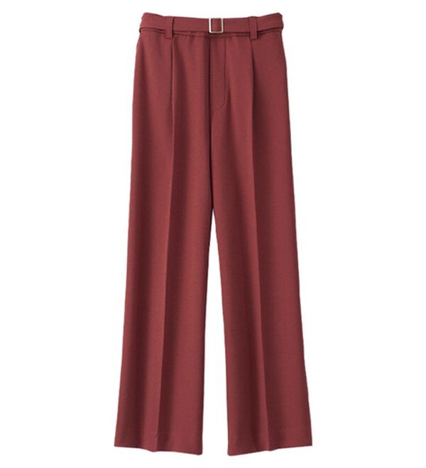 BELLUNA（ベルーナ）の「ストレッチ素材ベルト付ワイドパンツ（ワイドパンツ・ガウチョ）」｜オレンジブラウン