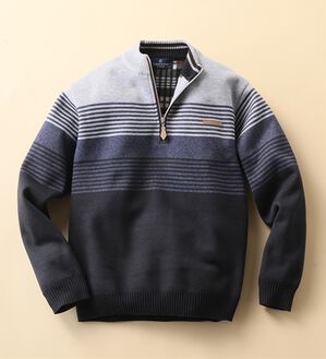 「洗えるパネル柄裏フリースセーター（メンズニット・セーター）」｜グレー