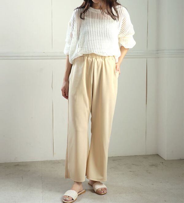 A HAPPY MARILYN（アハッピーマリリン）の「【Ｌ～８Ｌ】＜身長別に選べる２丈＞さらっと美脚ゆるカーブパンツ（ワイドパンツ・ガウチョ）」｜詳細画像