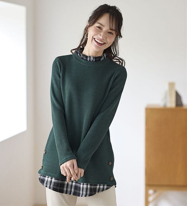 BELLUNA（ベルーナ）の「異素材重ね着風チュニック（チュニック）」｜詳細画像