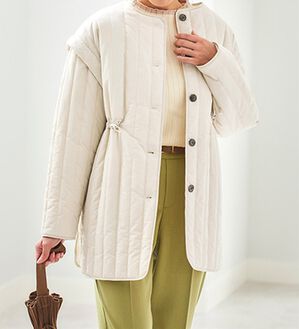 BELLUNA（ベルーナ）の「中わたストライプキルト２ＷＡＹコート（ハーフコート）」｜詳細画像