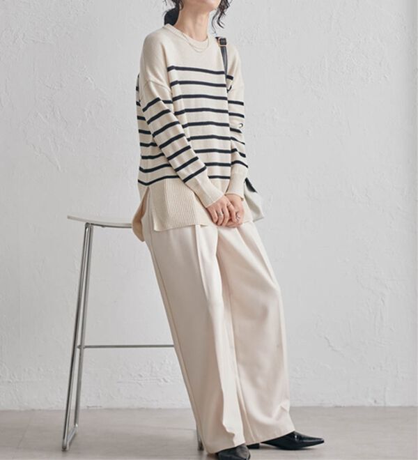 RANAN（ラナン）の「ワイドリブ使いカラーニットチュニック（ニット・セーター）」｜詳細画像