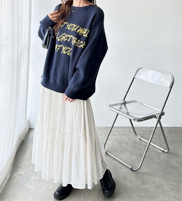 GeeRA（ジーラ）の「配色ロゴジャガードニット（ニット・セーター）」｜詳細画像