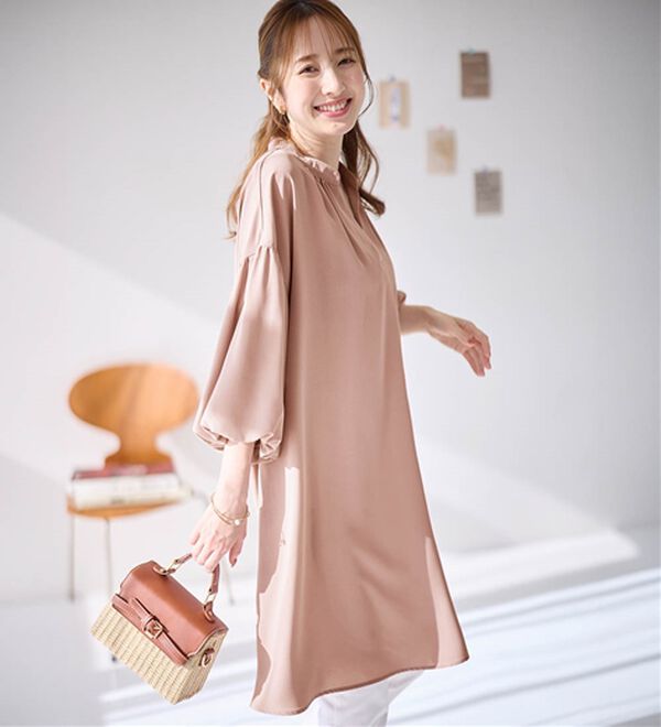 alotta（アロッタ）の「パフ袖とろみブラウスチュニックワンピース（チュニックワンピース）」｜詳細画像