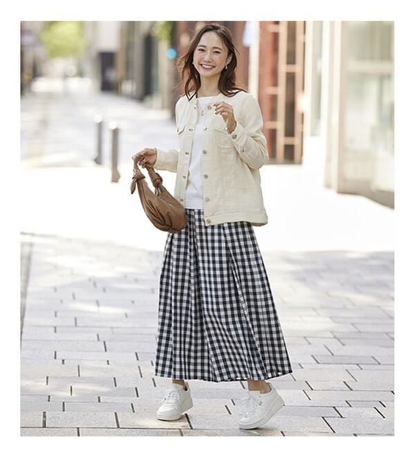 BELLUNA（ベルーナ）の「チェック柄スカーチョ（ワイドパンツ・ガウチョ）」｜詳細画像