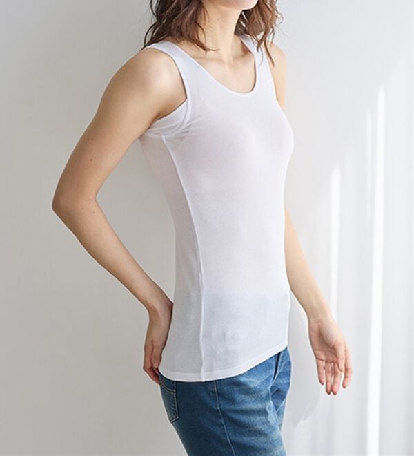 LAVIENNE（ラヴィエンヌ）の「【汗かきさん必見！】涼感サラッと快適汗取りタンクトップインナー＜さらりラボ＞（肌着・インナーウェア）」｜詳細画像