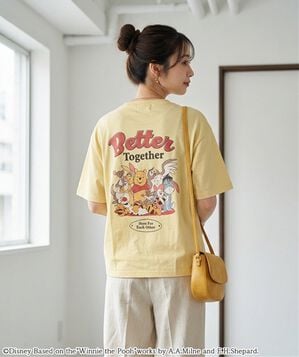 BELLUNA（ベルーナ）の「＜Disney＞【プー】バックプリントボックスシルエットTシャツ（Tシャツ）」｜イエロー