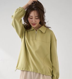 BELLUNA（ベルーナ）の「異素材使いハーフジッププルオーバー（カットソー）」｜詳細画像