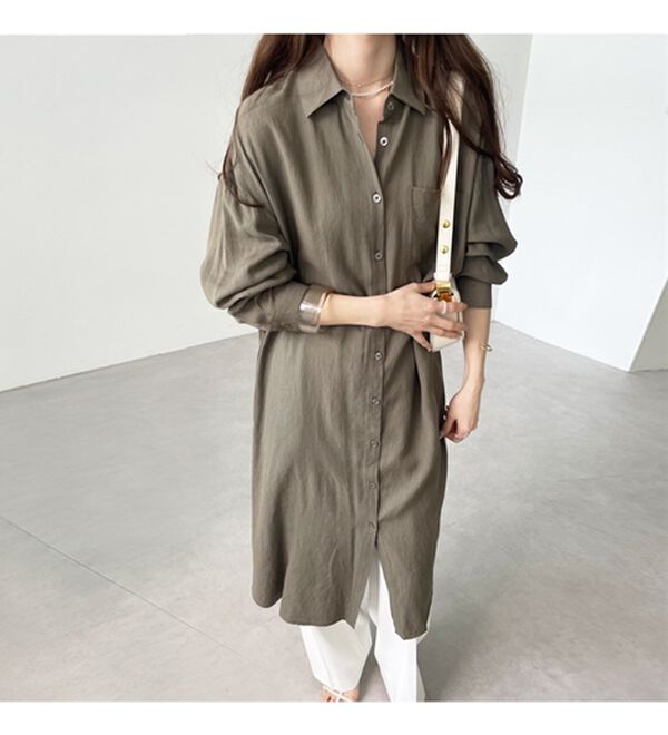 GeeRA（ジーラ）の「スリット入りロングシャツワンピース（シャツワンピース）」｜詳細画像